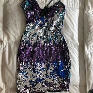 Fashion Nova sequin mini party dress multicolored